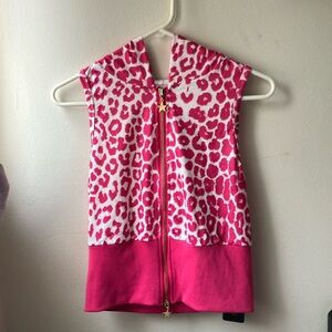 Pink Leopard Print Sleeveless Hoodie